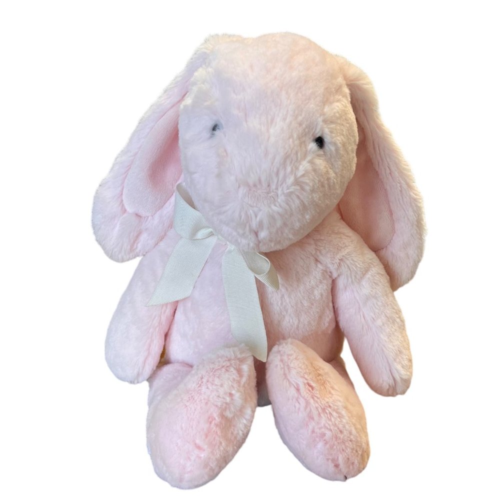 Pottery Barn Kids Bunny Rabbit Plush PBK Stuffed Animal Pink Floppy Ears Bow Eas